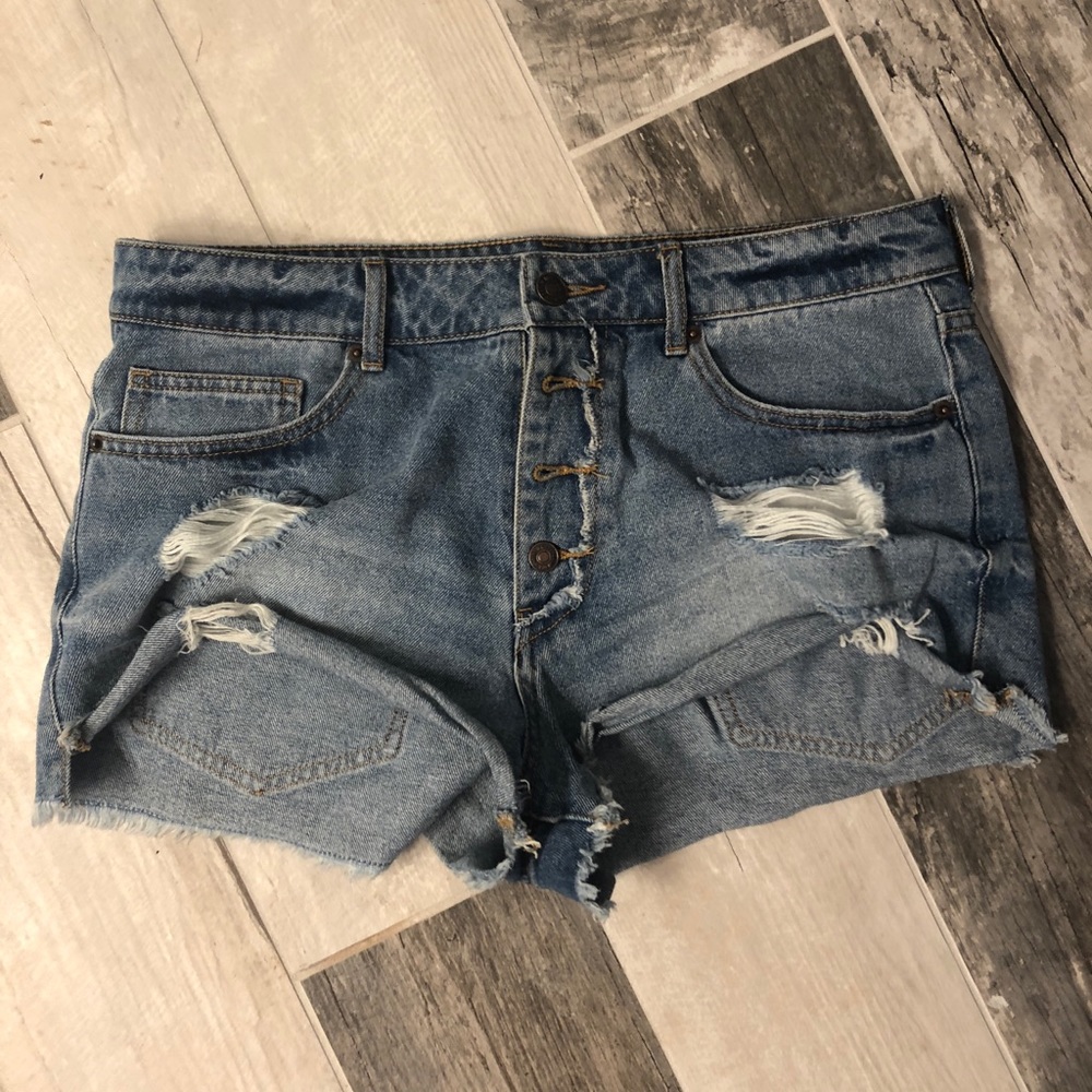 Button Up High Wasted Jean Shorts